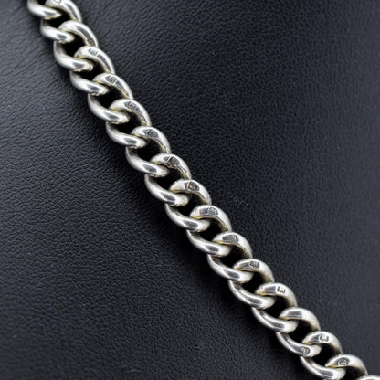 Antique '1919' Sterling Silver Uniform Curb Link Albert Watch Chain Necklace – 16"