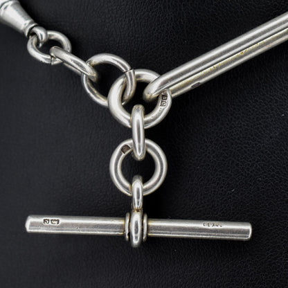 Antique '1902' Sterling Silver Trombone Love Knot Watch Chain | 13"