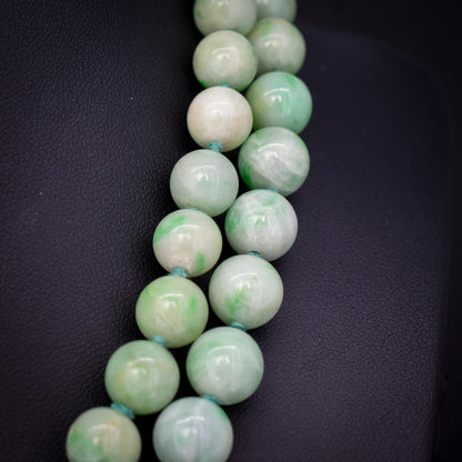 Antique Jade Beaded Strand Necklace with Figa Hand Clasp | 35"