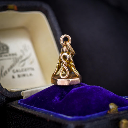 Antique Fancy Infinity 9ct Gold Plain Fob Seal Pendant