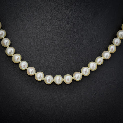 Vintage Graduated Pearl Gold Strand Beaded Necklace | 16.25"