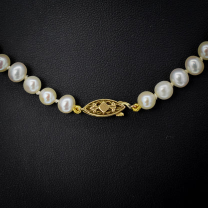 Vintage Graduated Pearl Gold Strand Beaded Necklace | 16.25"