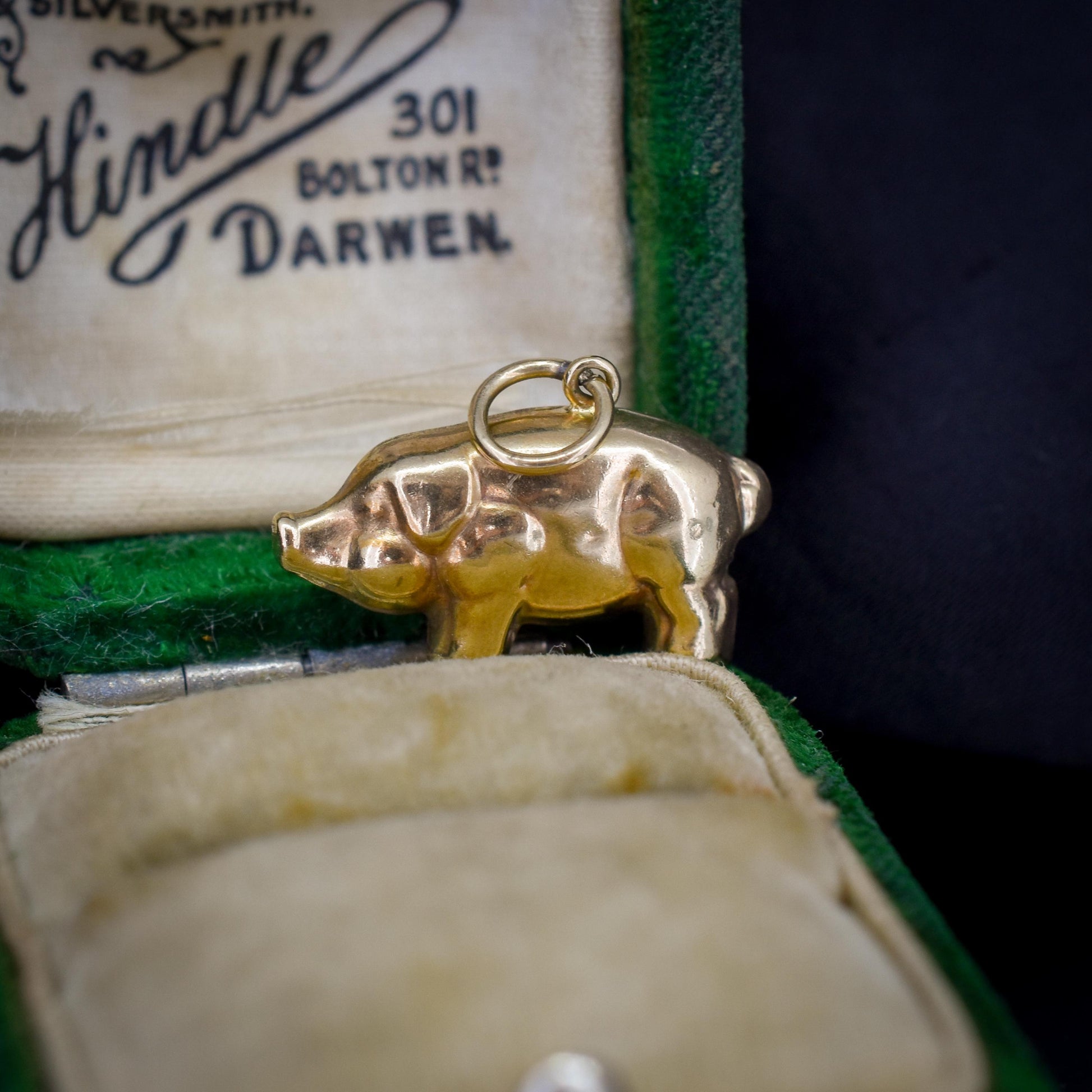 Vintage 9ct Gold Lucky Pig Charm Pendant | London 1974
