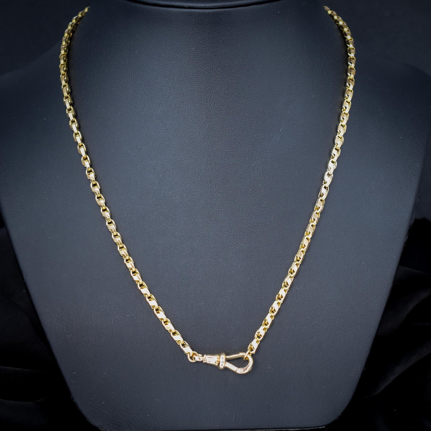 Antique 9ct Gold Tulip Link Fancy Chain Necklace with Dog Clip | 19"
