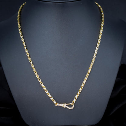 Antique 9ct Gold Tulip Link Fancy Chain Necklace with Dog Clip | 19"