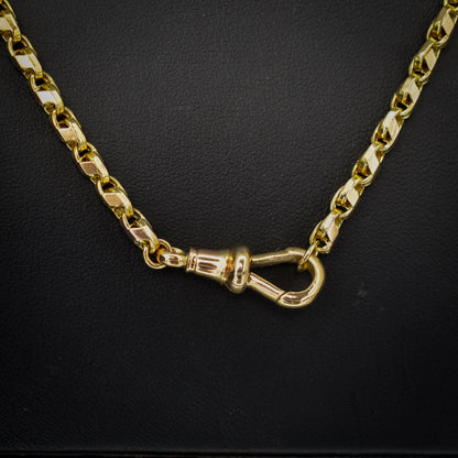 Antique 9ct Gold Tulip Link Fancy Chain Necklace with Dog Clip | 19"