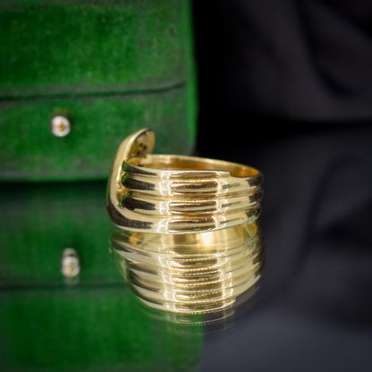 Vintage Diamond and Emerald Snake Serpent 9ct Gold Band Ring | Dated 1990