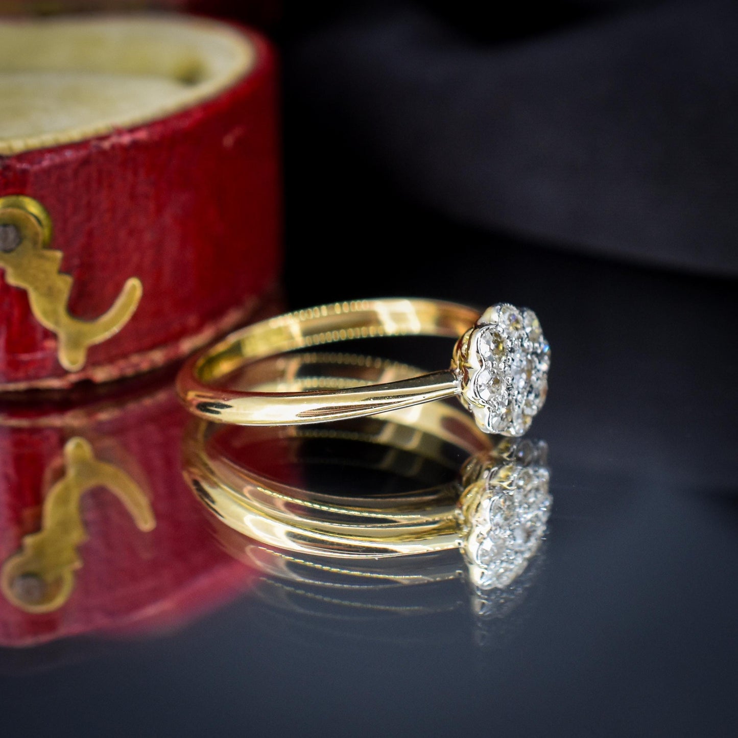 Antique Diamond Cluster Daisy 18ct Gold and Platinum Ring