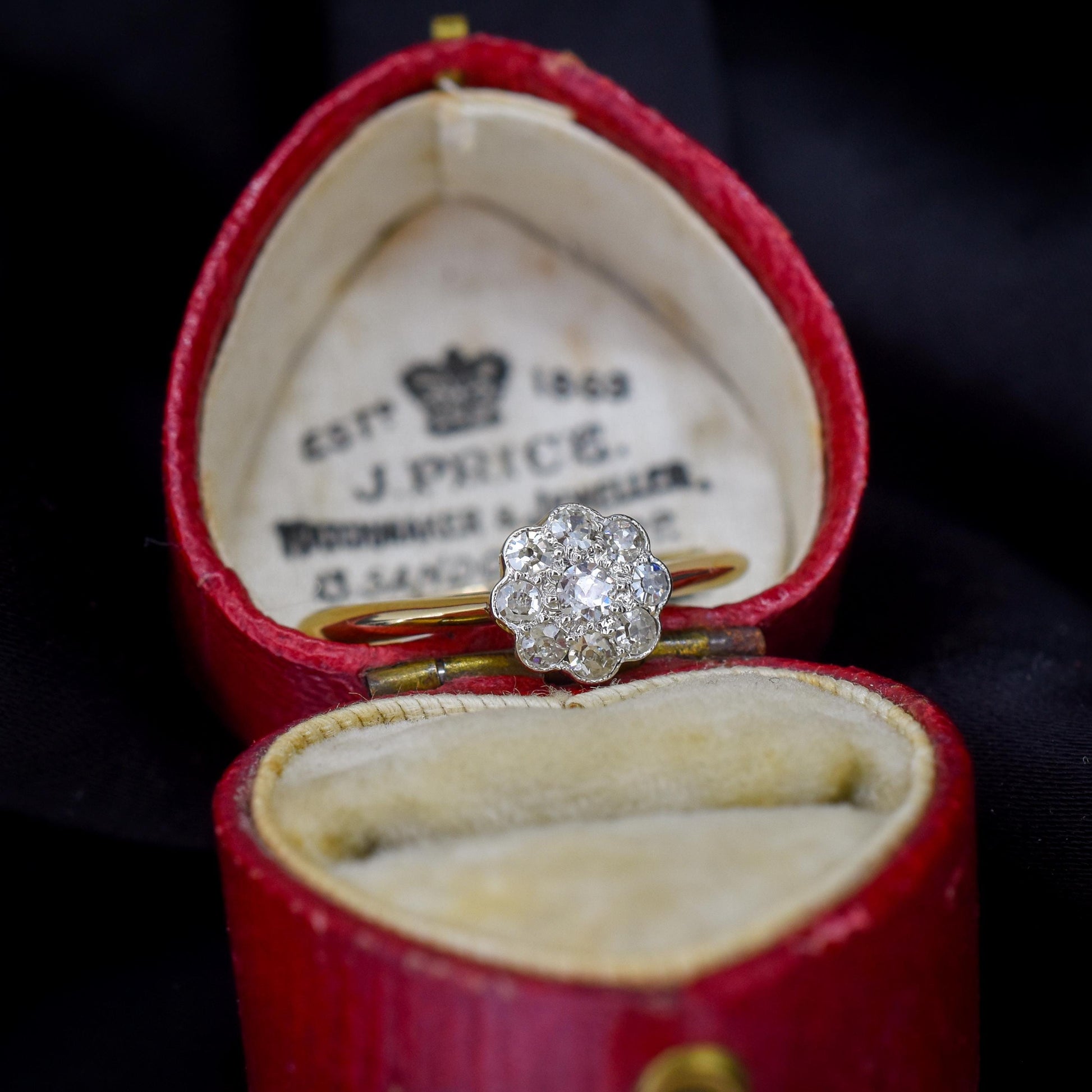 Antique Diamond Cluster Daisy 18ct Gold and Platinum Ring