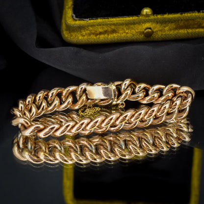 Antique Engraved Curb Link Rolled Gold Bracelet | 7"