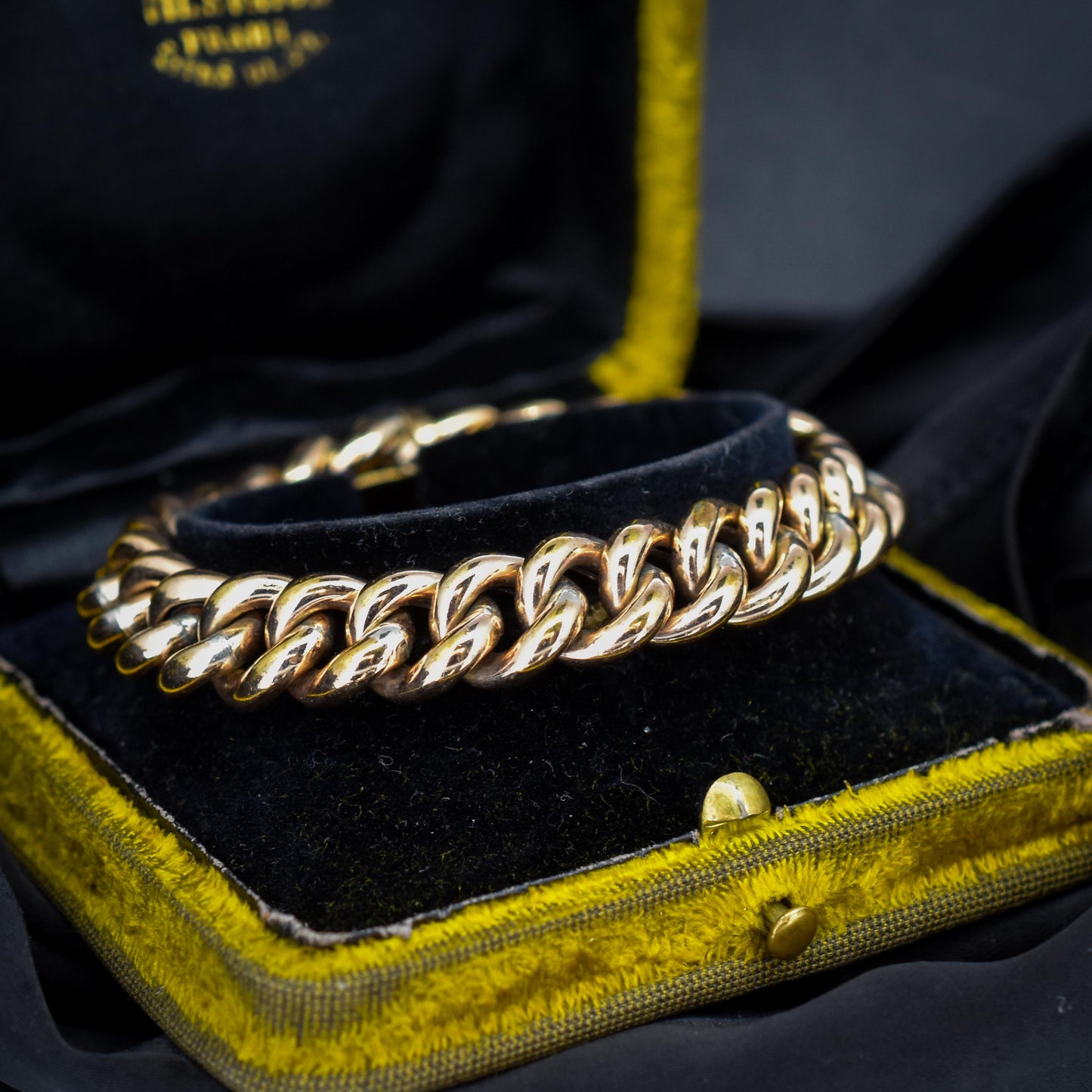 Antique Engraved Curb Link Rolled Gold Bracelet | 7"