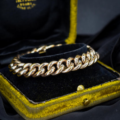 Antique Engraved Curb Link Rolled Gold Bracelet | 7"