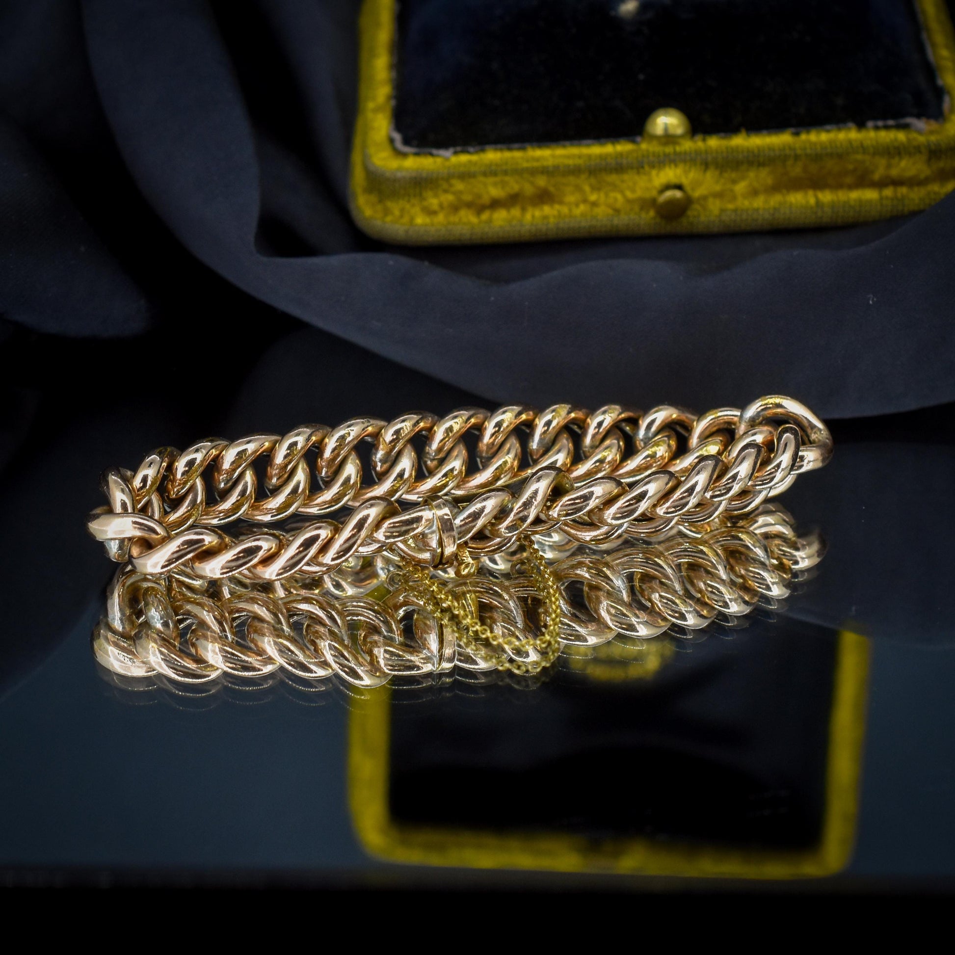 Antique Engraved Curb Link Rolled Gold Bracelet | 7"