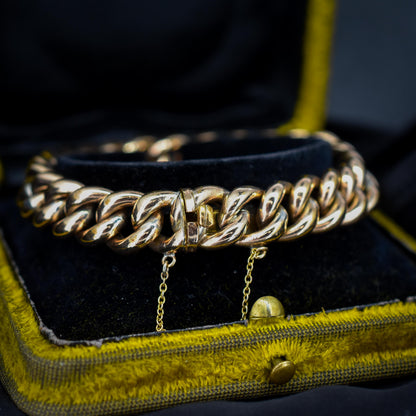 Antique Engraved Curb Link Rolled Gold Bracelet | 7"