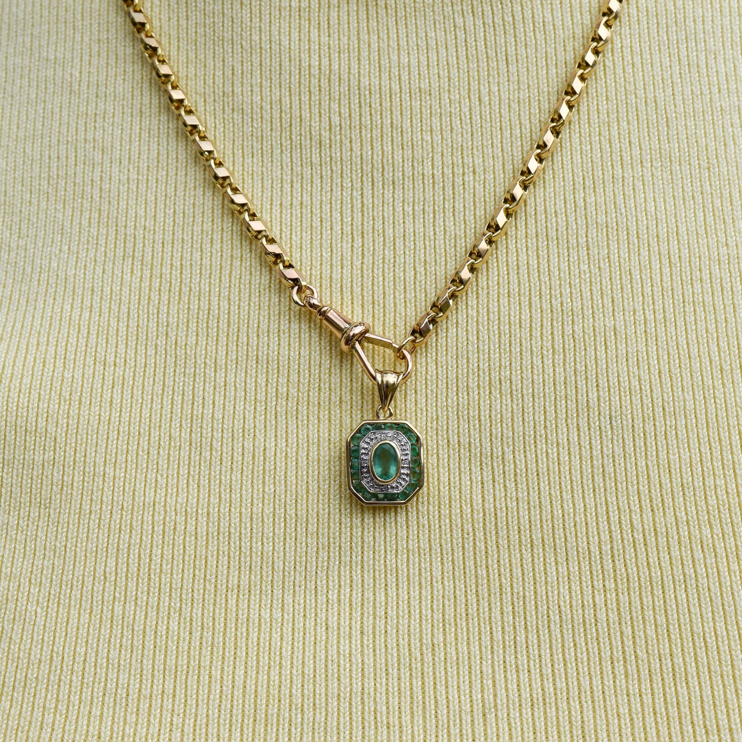Pre-Loved Emerald and Diamond 9ct Gold Pendant Charm