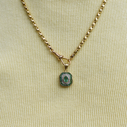 Pre-Loved Emerald and Diamond 9ct Gold Pendant Charm