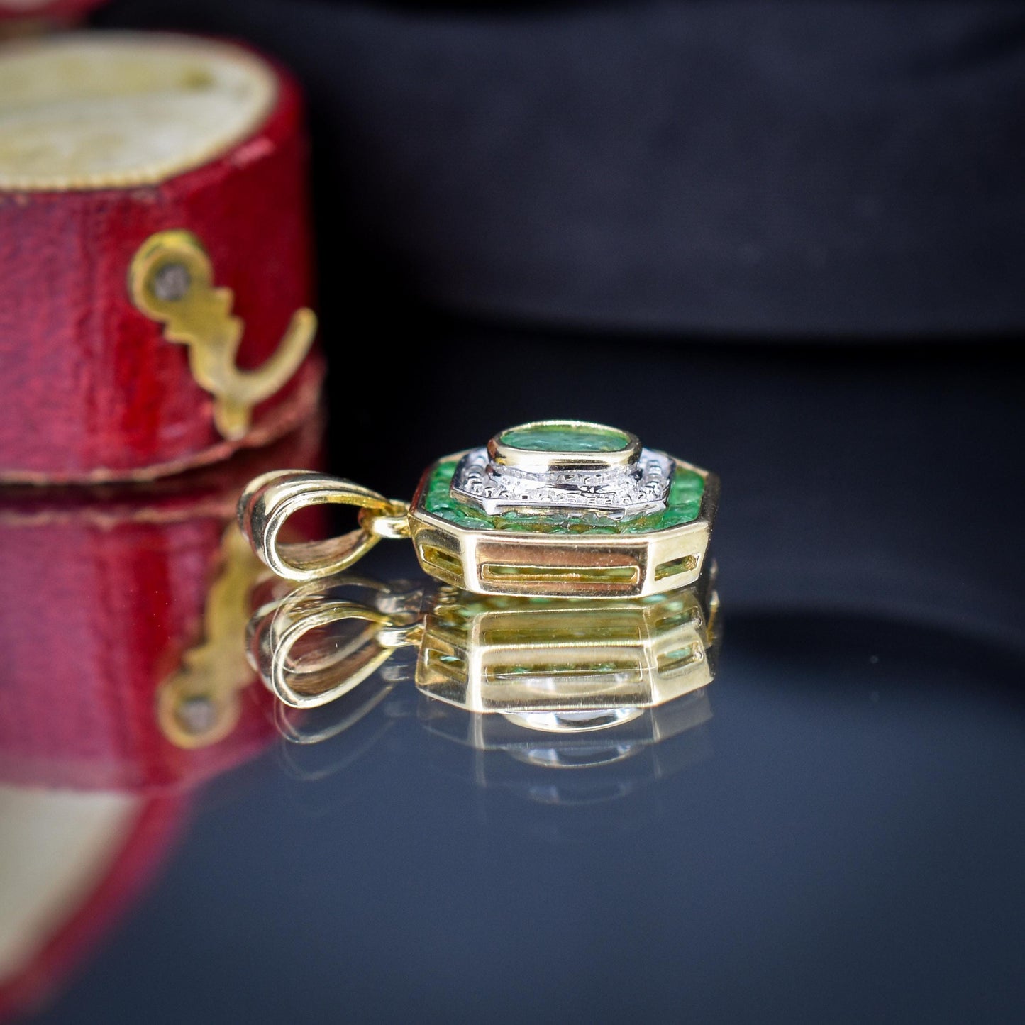 Pre-Loved Emerald and Diamond 9ct Gold Pendant Charm