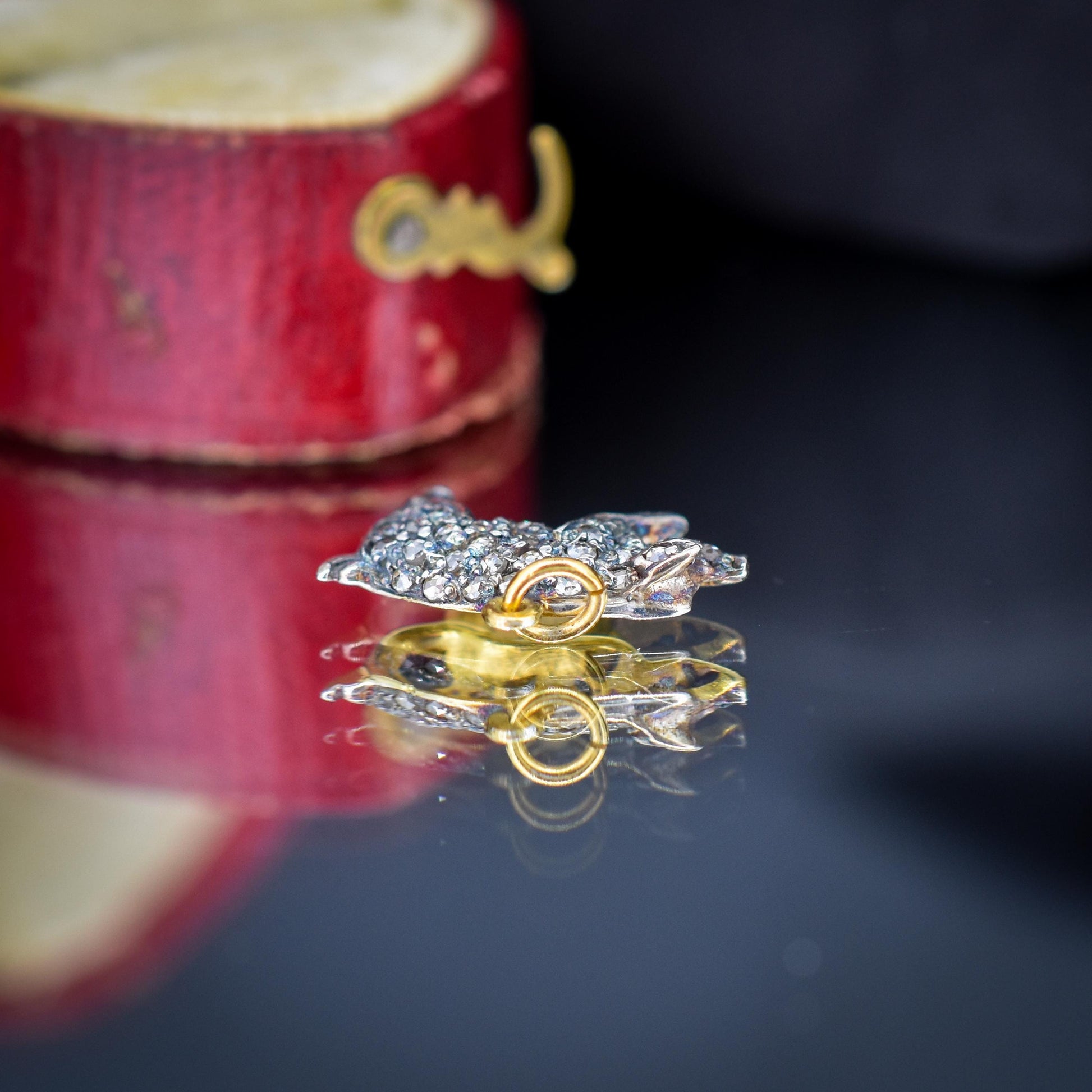 Rose-cut Diamond and Ruby Pig Charm Pendant