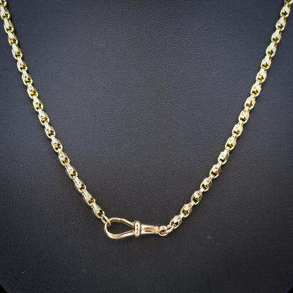 Antique 9ct Gold Tulip Link Fancy Chain Necklace with Dog Clip | 19"