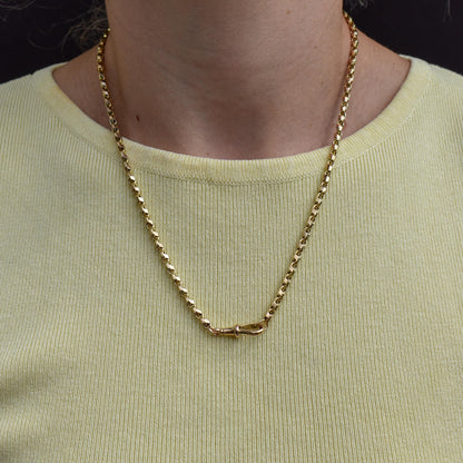 Antique 9ct Gold Tulip Link Fancy Chain Necklace with Dog Clip | 19"