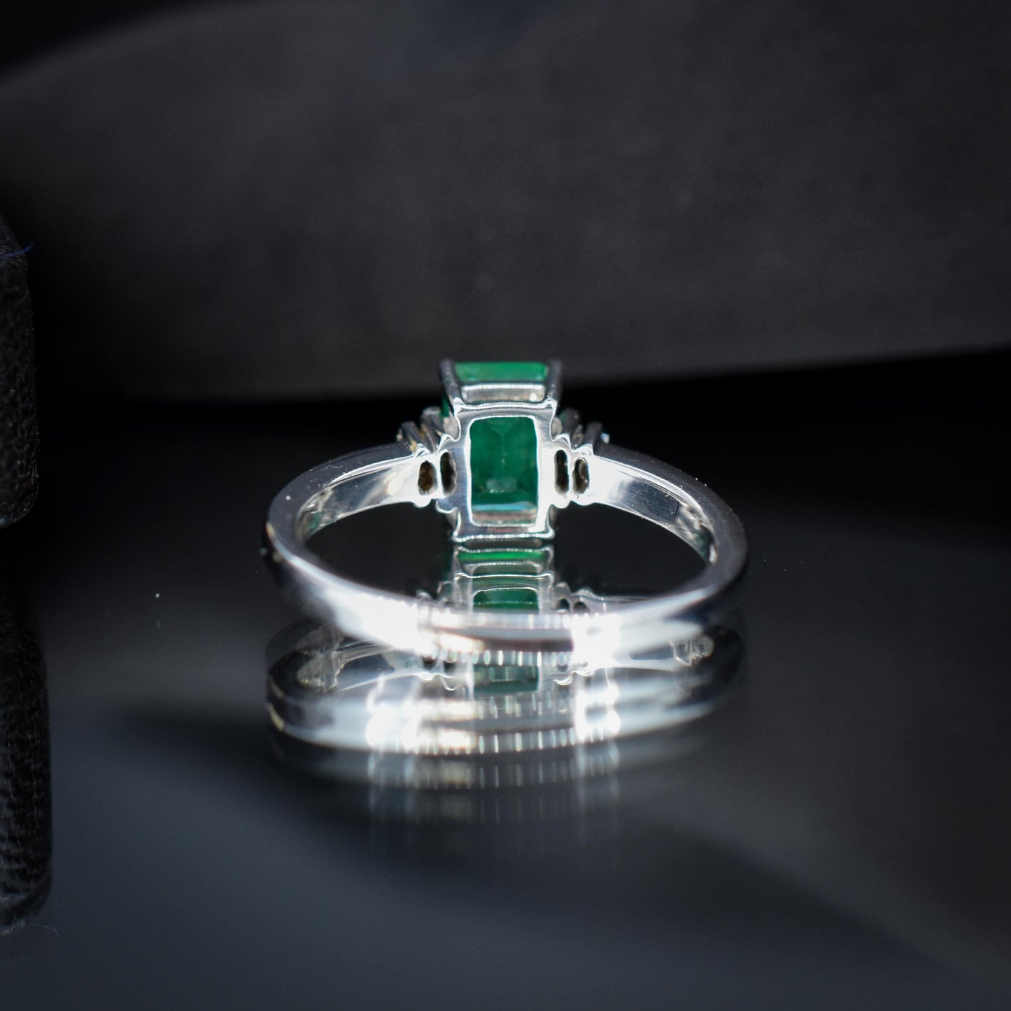 Emerald Cut Emerald and Diamond 18ct White Gold Ring