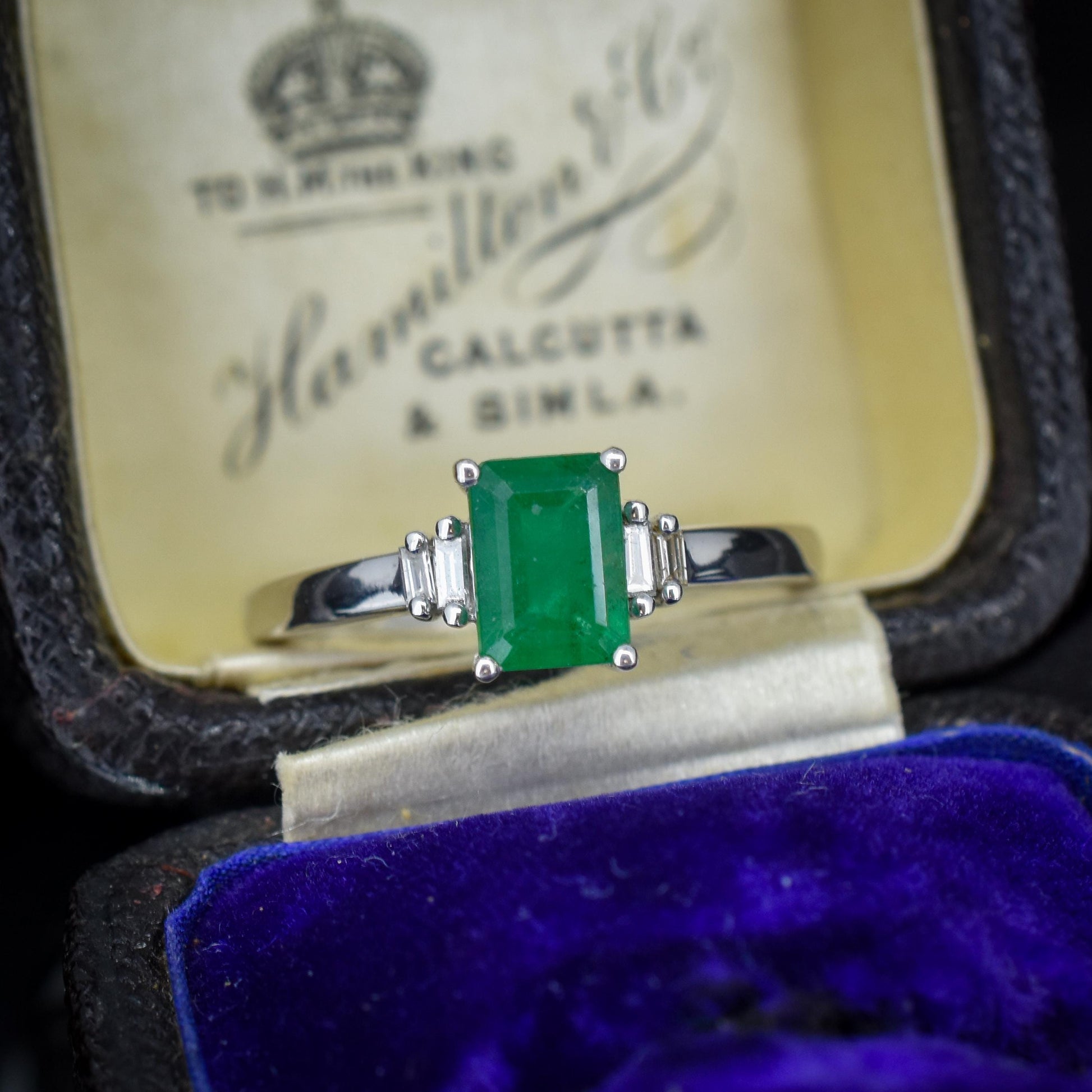 Emerald Cut Emerald and Diamond 18ct White Gold Ring