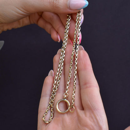 Antique Victorian 9ct Gold Oval Link Chain Necklace with Large Bolt Ring | 20.25"