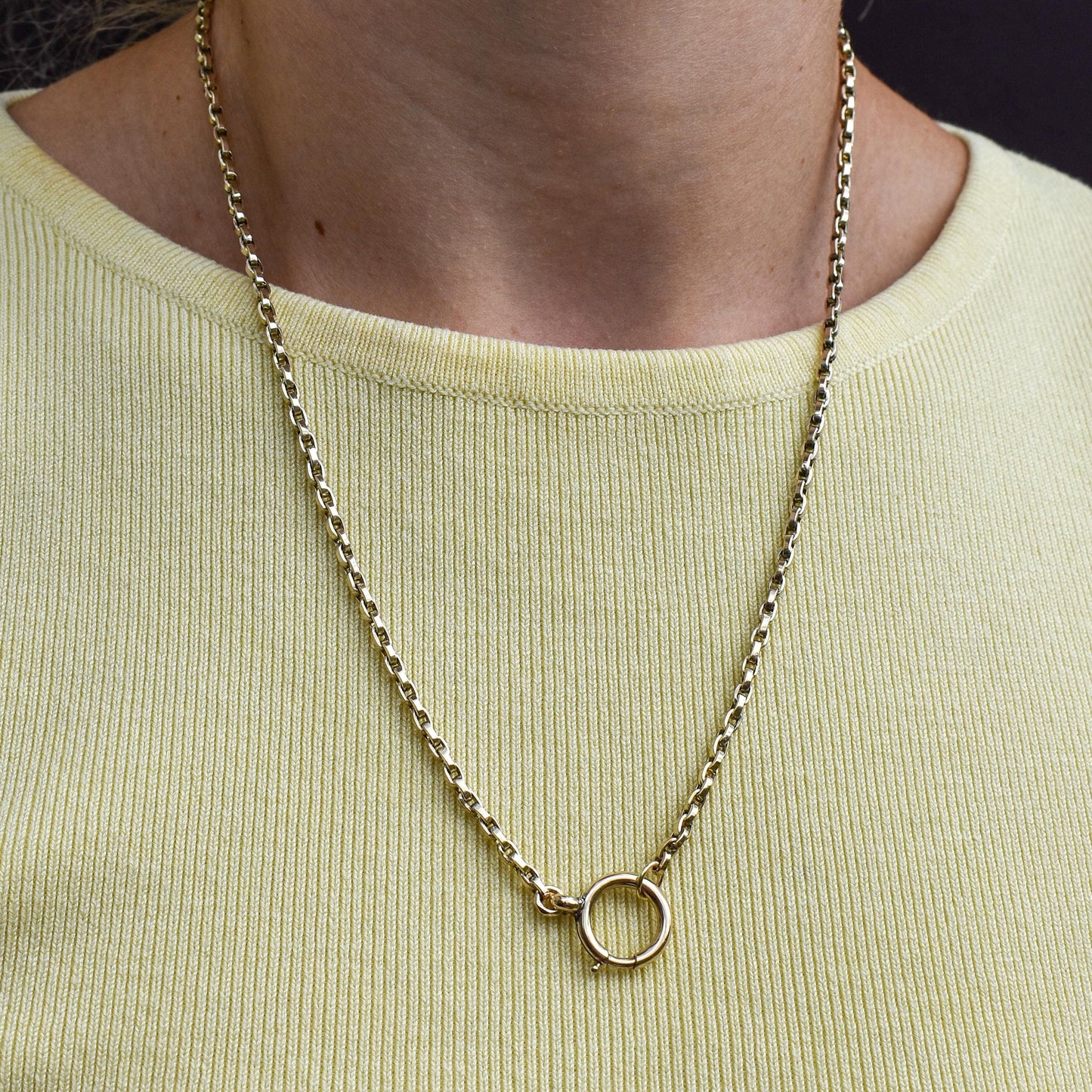 Antique Victorian 9ct Gold Oval Link Chain Necklace with Large Bolt Ring | 20.25"