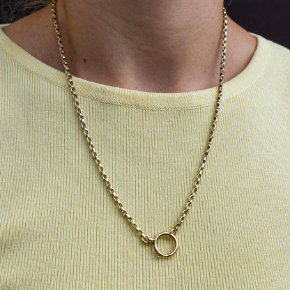 Antique Victorian 9ct Gold Oval Link Chain Necklace with Large Bolt Ring | 20.25"
