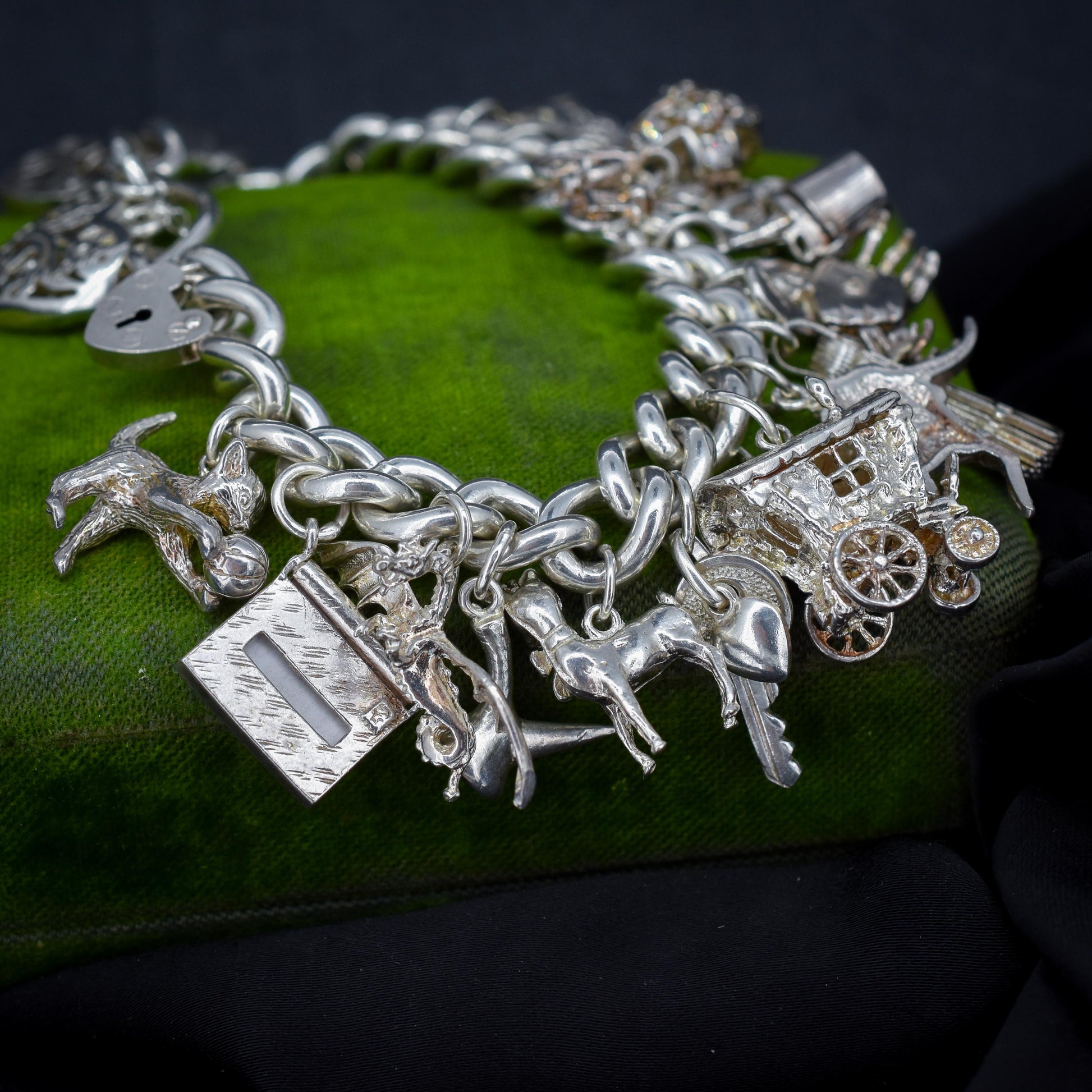 Vintage 94g Sterling Silver Multi Charm Bracelet | 7.5"