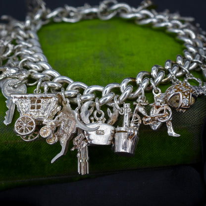 Vintage 94g Sterling Silver Multi Charm Bracelet | 7.5"