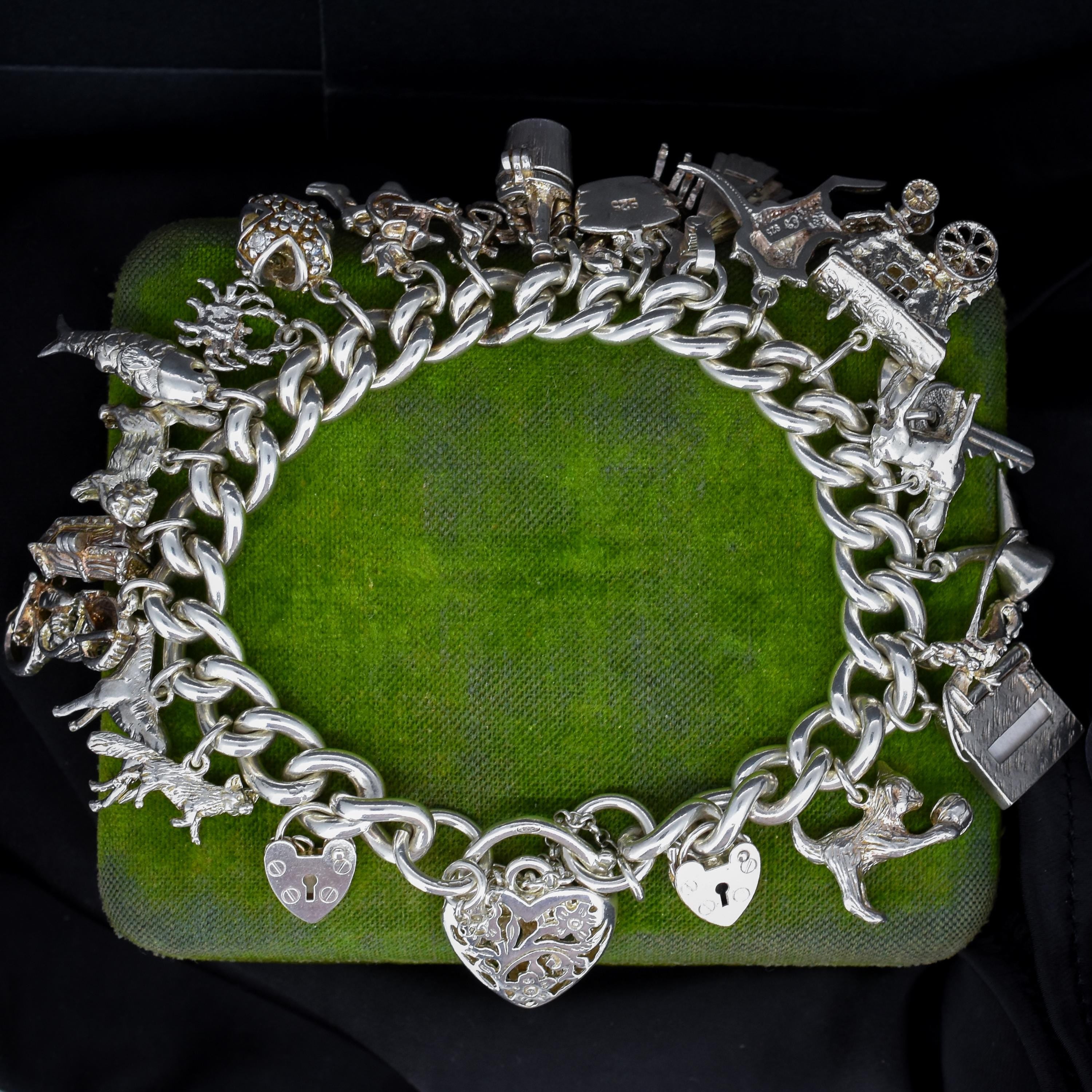アクセサリー vintage silver 925 bracelet Vintage 94g Sterling Silver Multi Charm Bracelet | 7.5