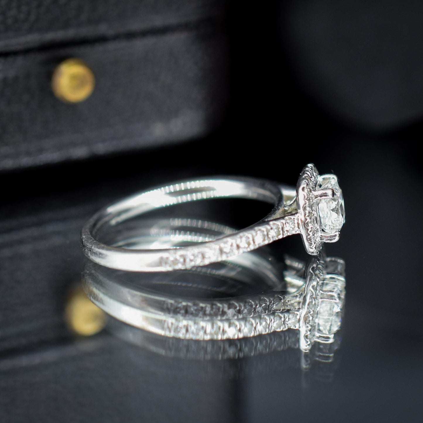 Cushion Cut 0.40ct Diamond Halo Cluster Platinum Engagement Ring