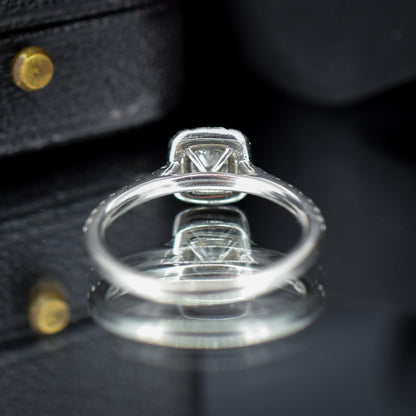 Cushion Cut 0.40ct Diamond Halo Cluster Platinum Engagement Ring