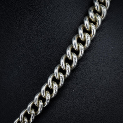 Antique '1919' Sterling Silver Curb Link Albert Watch Chain Necklace – 16.5"