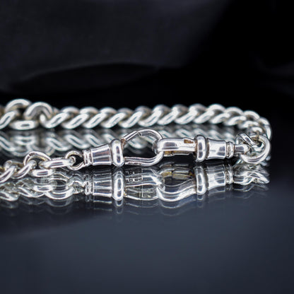 Antique '1919' Sterling Silver Curb Link Albert Watch Chain Necklace – 16.5"