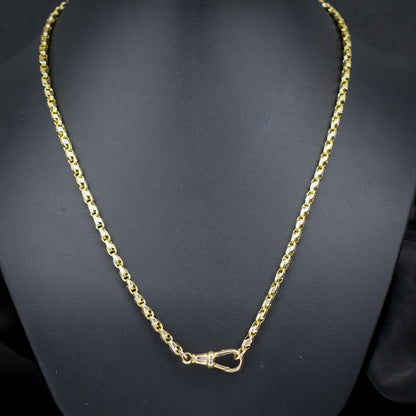 Antique 9ct Gold Tulip Link Fancy Chain Necklace with Dog Clip | 19"