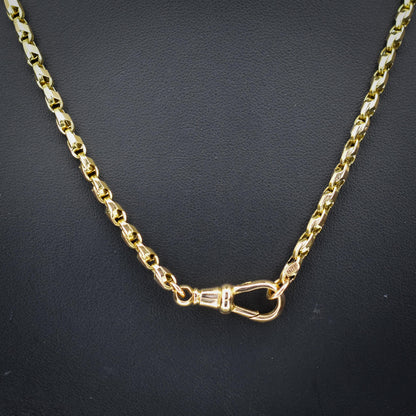 Antique 9ct Gold Tulip Link Fancy Chain Necklace with Dog Clip | 19"