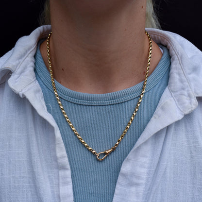 Antique 9ct Gold Tulip Link Fancy Chain Necklace with Dog Clip | 19"