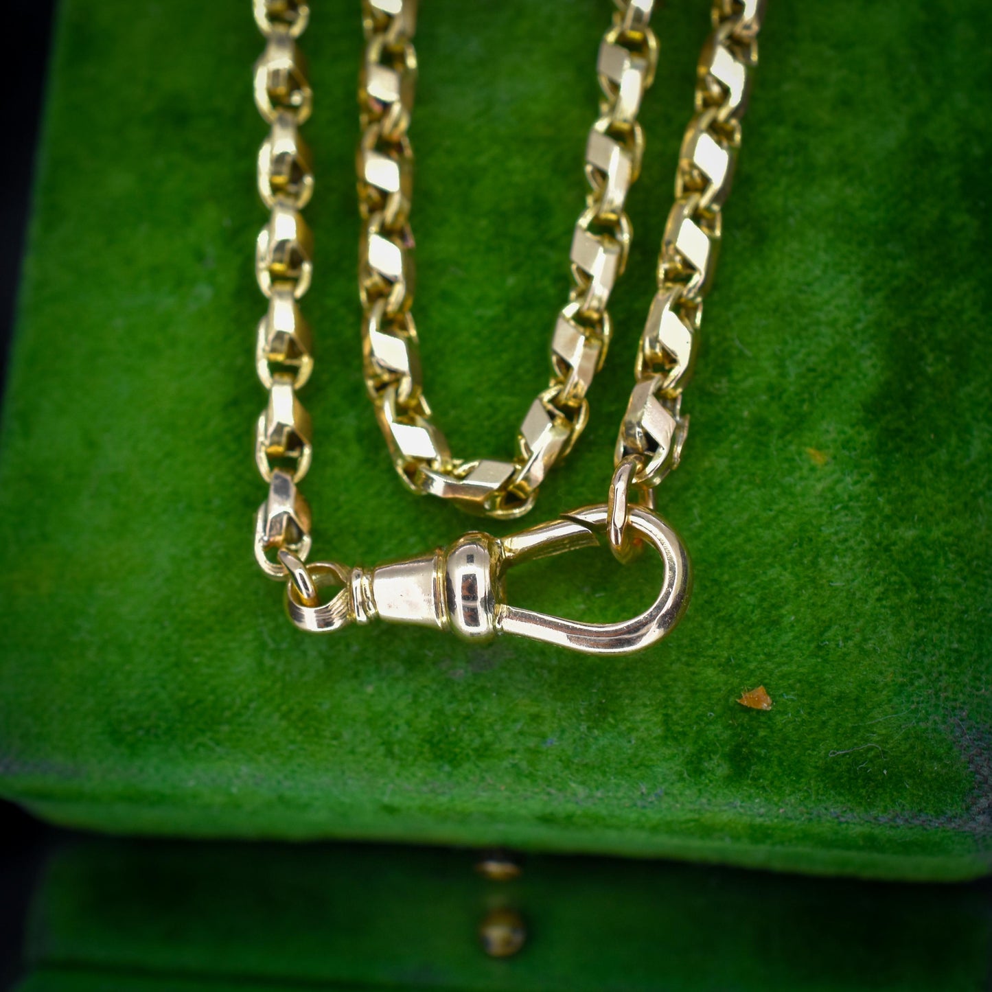 Antique 9ct Gold Tulip Link Fancy Chain Necklace with Dog Clip | 19"