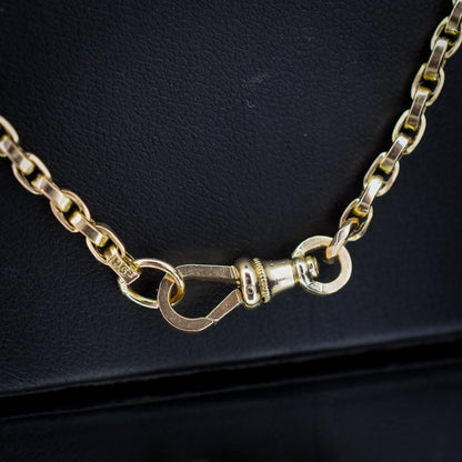 Antique Victorian 9ct Gold Oval Link Chain Necklace with Dog Clip | 20.25"