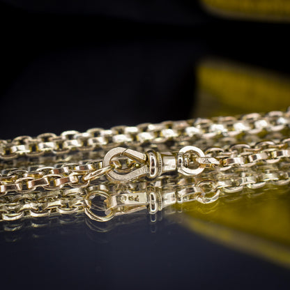 Antique Victorian 9ct Gold Oval Link Chain Necklace with Dog Clip | 20.25"