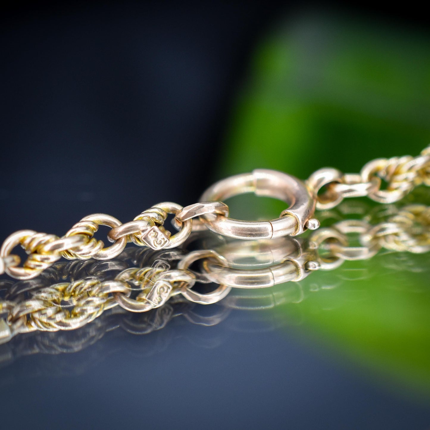 Antique 9ct Gold Love Knot Link Albert Watch Chain Necklace | 16"