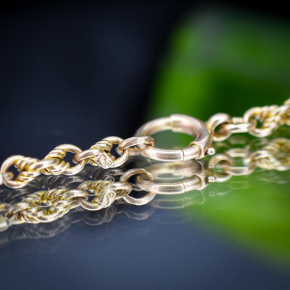 Antique 9ct Gold Love Knot Link Albert Watch Chain Necklace | 16"