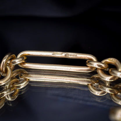 Antique '1902' 9ct Gold Trombone Link 17.5" Albert Chain Necklace