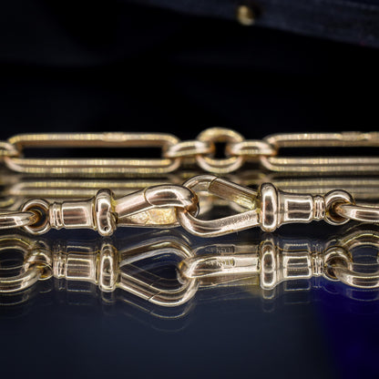 Antique '1902' 9ct Gold Trombone Link 17.5" Albert Chain Necklace