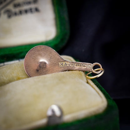 Antique Tennis Racket 9ct Rose Gold Charm Pendant | Dated 1901