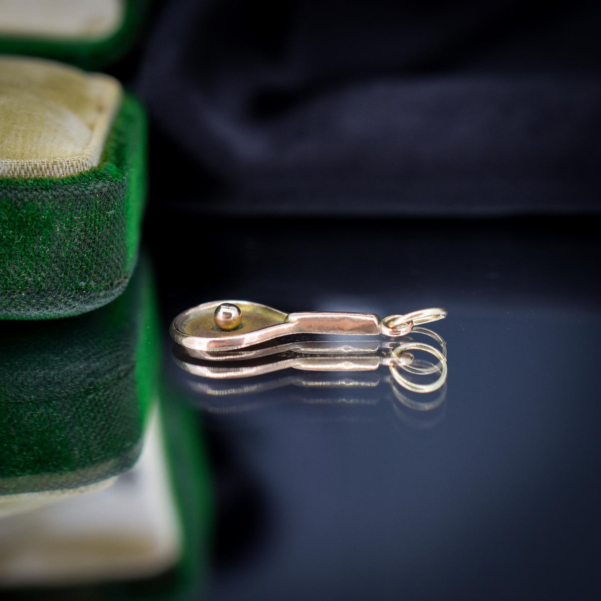 Antique Tennis Racket 9ct Rose Gold Charm Pendant | Dated 1901