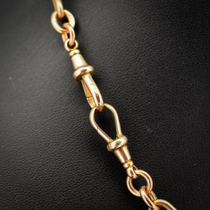 Antique Birmingham '1921' 9ct Gold Trombone Link Albert Chain Necklace | 16"