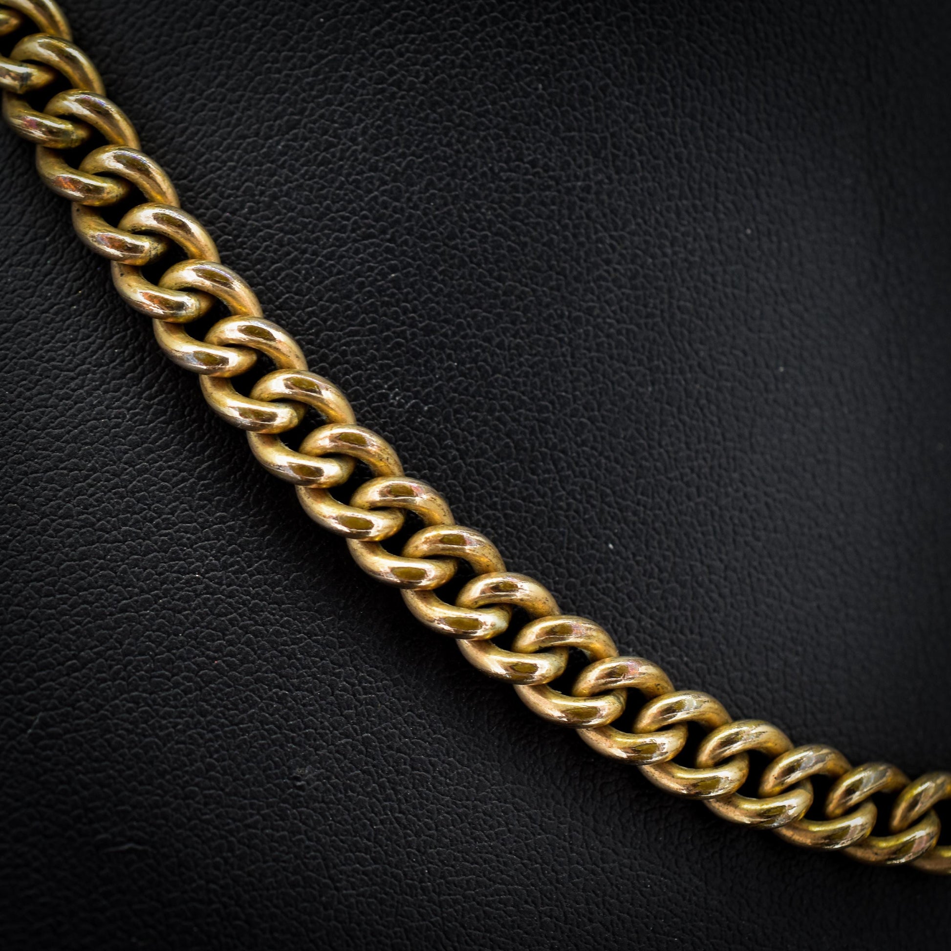 Antique Rolled Gold Curb Chain with T-Bar and Double Dog Clips - 15.5"